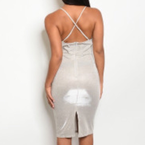 ✨HOST PICK ✨SHIMMERING SILVER GLAM COCKTAILS DRESS-SLIP-NEW-TUNIC-TANK‎ - Picture 3 of 7